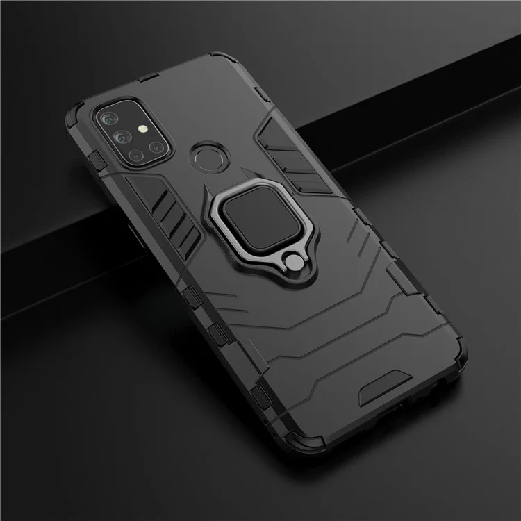 Cool Guard 2 en 1 Soporte de Anillo Soporte para OnePlus Nord N10 5G Caja Híbrida de PC TPU - Negro