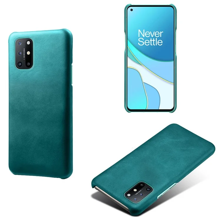 PU Lederbeschichtete PC -telefonhülle Für OnePlus 8T Protector Shell - Grün