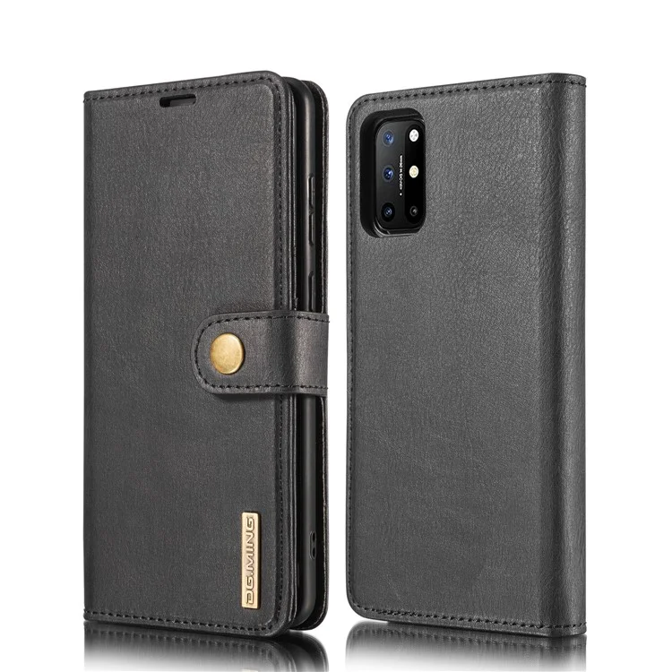 DG.MING Wallet Split Leather Cover Detachable 2-in-1 PC Back Case for OnePlus 8T - Black