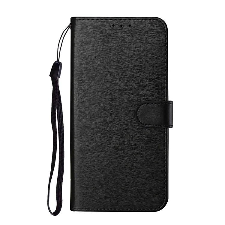 Feste Farbige Leder -schutzschalen -ständer Brieftasche Magnetische Schließung Flip -hülle Für OnePlus 8t - Schwarz