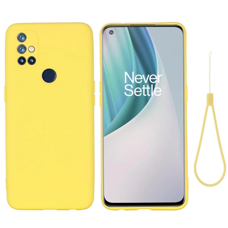 غطاء هاتف مقاوم للصدمات مصنوع من سيليكون سائل ناعم لهاتف OnePlus Nord N10 5G - أصفر