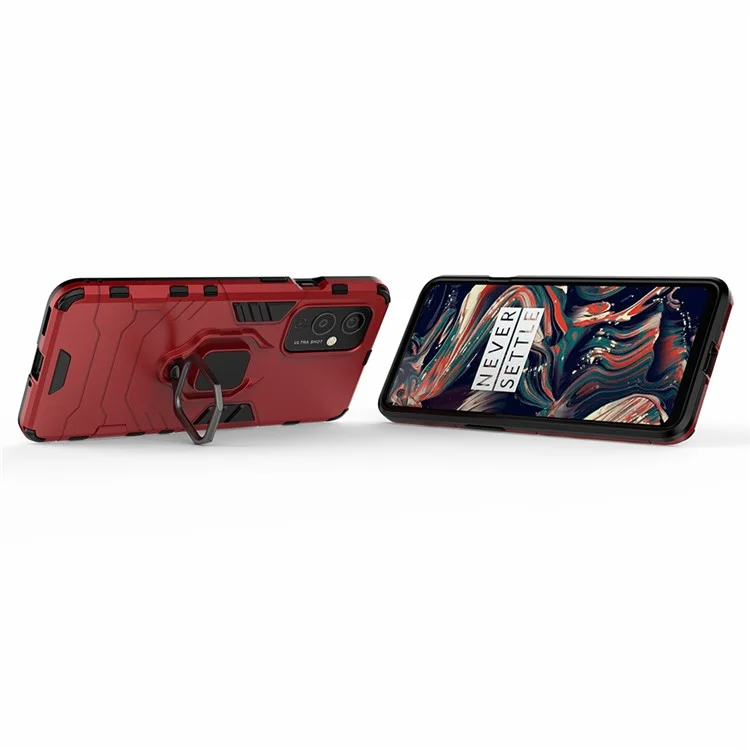 Cool Guard PC + TPU Hybrid Mobile Case Pour OnePlus 9 (ue / Version Américaine) Avec Kickstand - Rouge