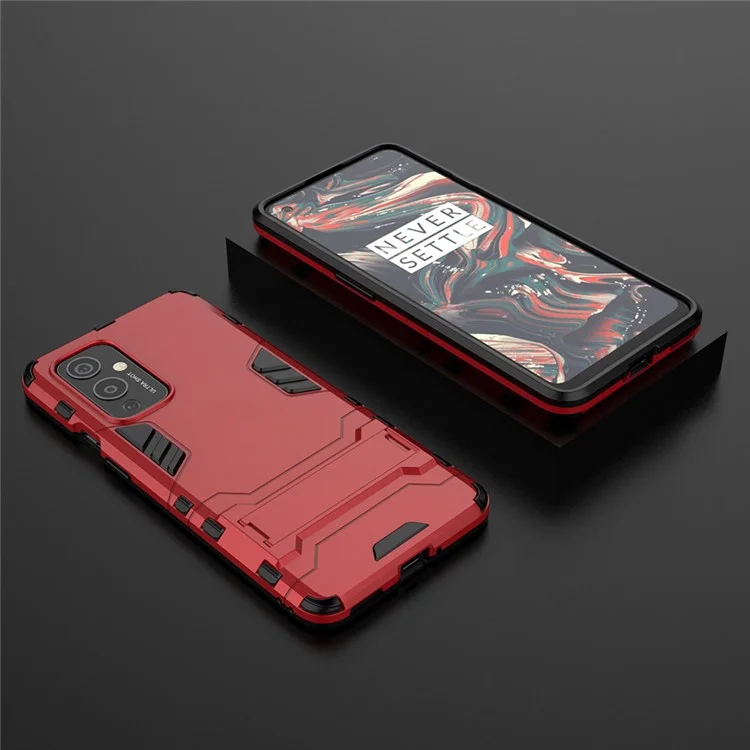 2 in 1 Kickstand Plastic + TPU Hybrid Cover for OnePlus 9 (EU / US Version) - Red