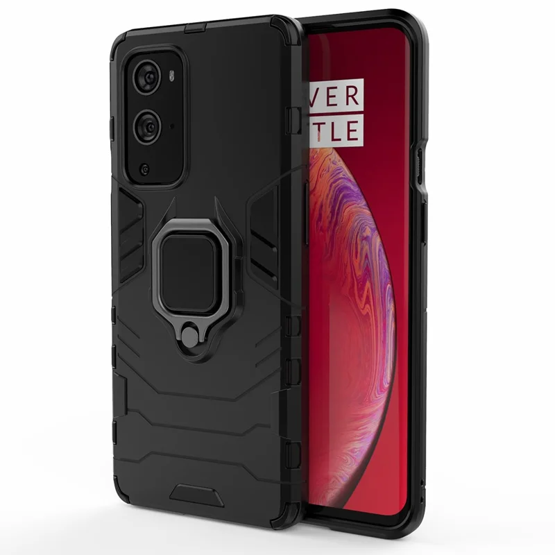 For OnePlus 9 Pro 2 in 1 Cool Guard PC + TPU Hybrid Mobile Case with Kickstand - Black
