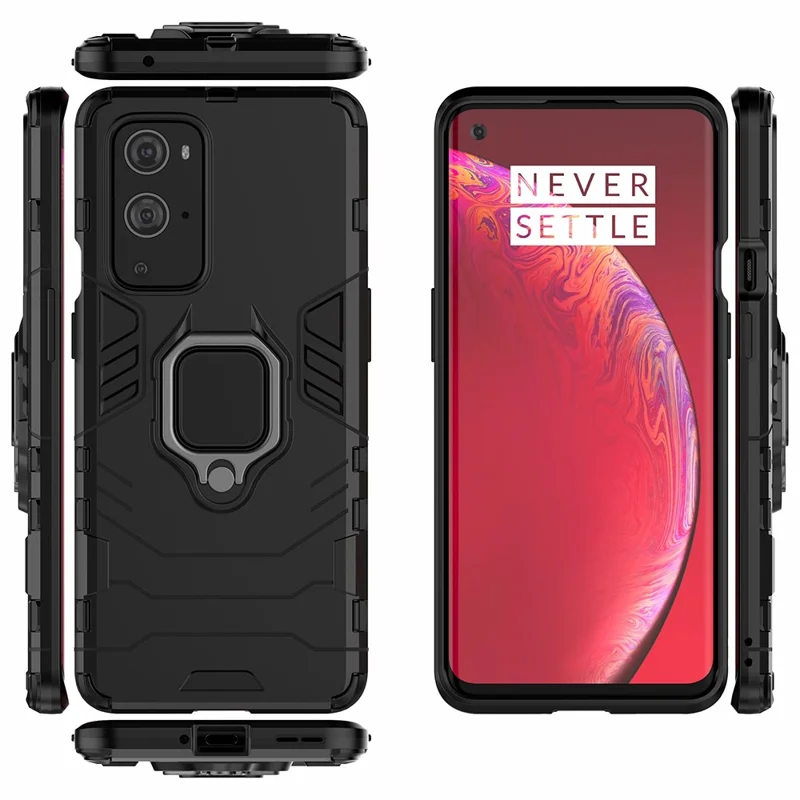 For OnePlus 9 Pro 2 in 1 Cool Guard PC + TPU Hybrid Mobile Case with Kickstand - Black