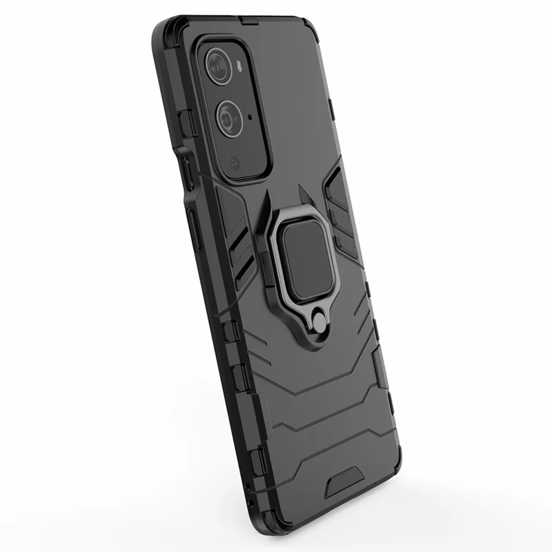 For OnePlus 9 Pro 2 in 1 Cool Guard PC + TPU Hybrid Mobile Case with Kickstand - Black