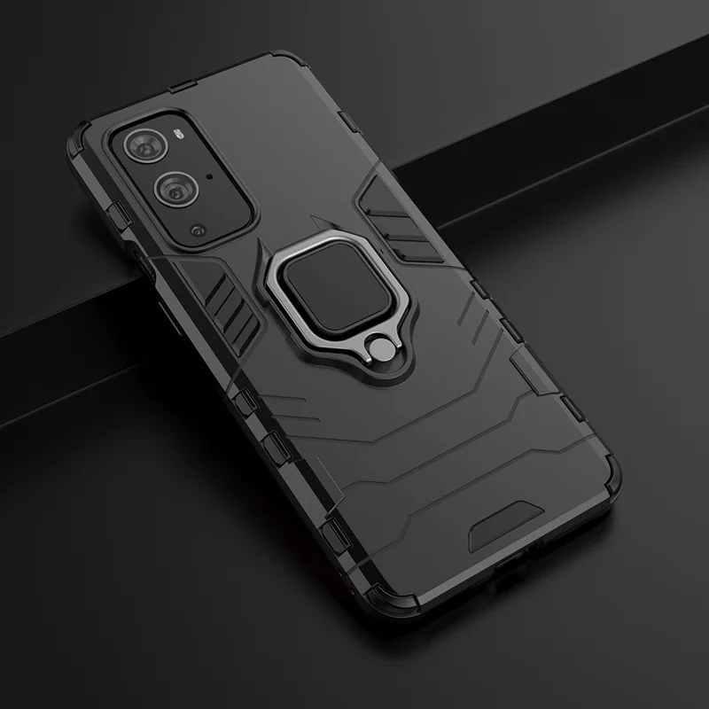 For OnePlus 9 Pro 2 in 1 Cool Guard PC + TPU Hybrid Mobile Case with Kickstand - Black