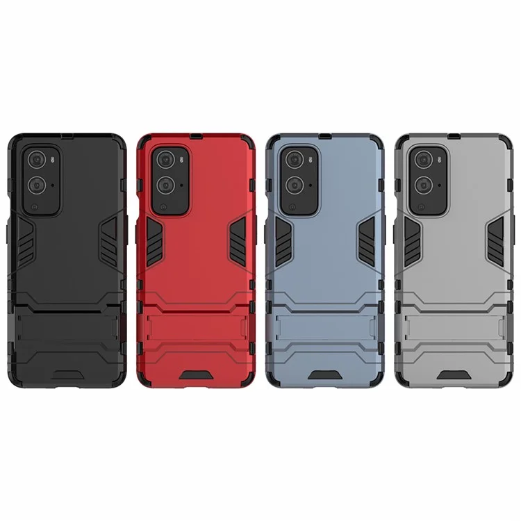 2 in 1 Kickstand Plastic + TPU Hybrid Cover for OnePlus 9 Pro - Black