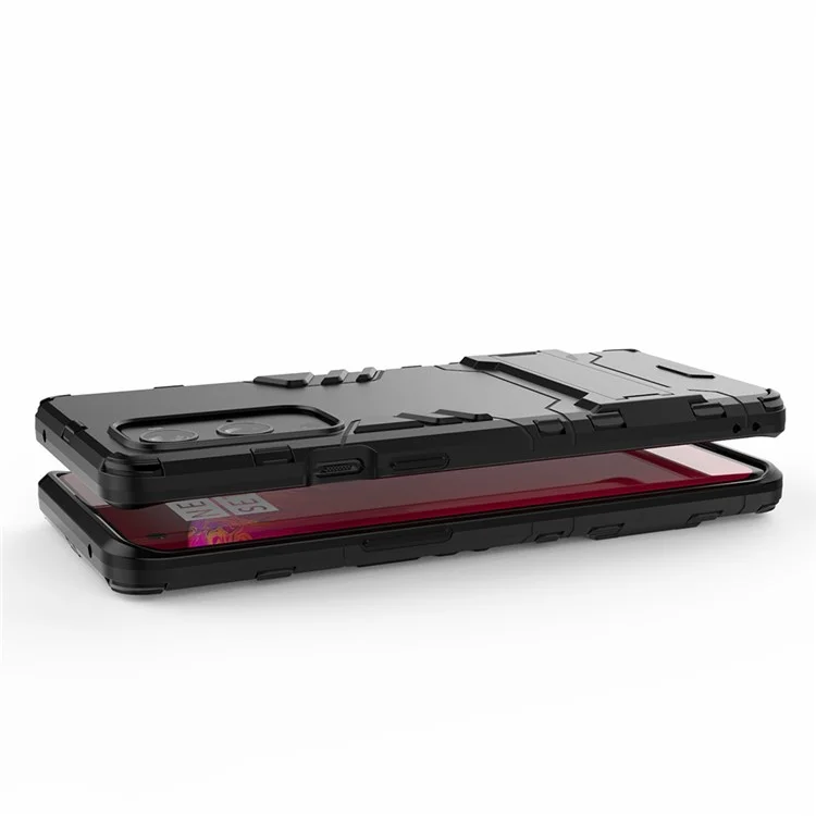 2 em 1 Kickstand Plástico + Tampa Híbrida TPU Para OnePlus 9 Pro - Preto