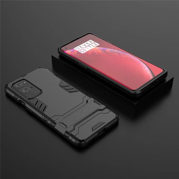 2 in 1 Kickstand Plastic + TPU Hybrid Cover for OnePlus 9 Pro - Black