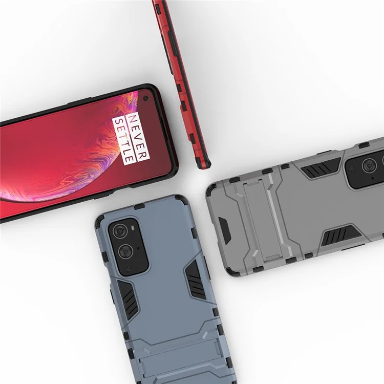 2 po Kickstand Plastique + Couvercle Hybride TPU Pour OnePlus 9 Pro - Rouge