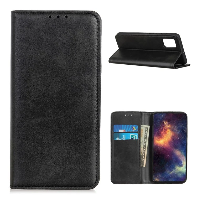 For OnePlus 9 (EU / US Version) Shockproof Phone Case Anti-drop Protective Wallet Shell Folio Flip Cover with Stand - Black