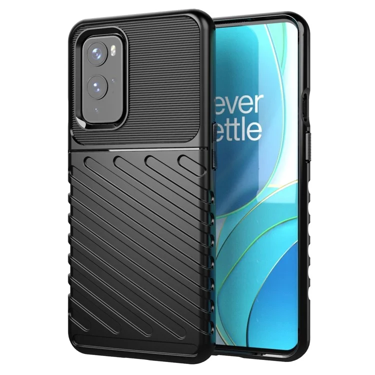 Thunder -serie Twill Textur TPU -schutzschutz Für OnePlus 9 (EU / US -version) Fall - Schwarz