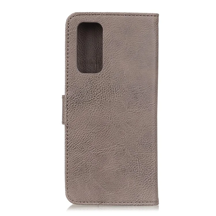 KHAZNEH Retro Style Leder Schutzhülle Brieftasche Standhülle für OnePlus 9 (EU / US Version) - Khaki