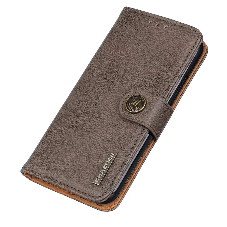 KHAZNEH Retro Style Leather Protector Case Wallet Stand Cover for OnePlus 9 (EU / US Version) - Khaki