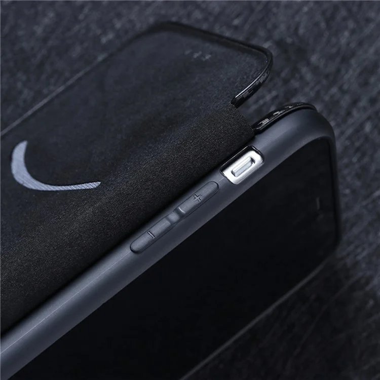 Für OnePlus 9 (EU / US Version) Kohlefaser-Magnetische Saugnapf Leder Schale mit Kartenfach - Schwarz