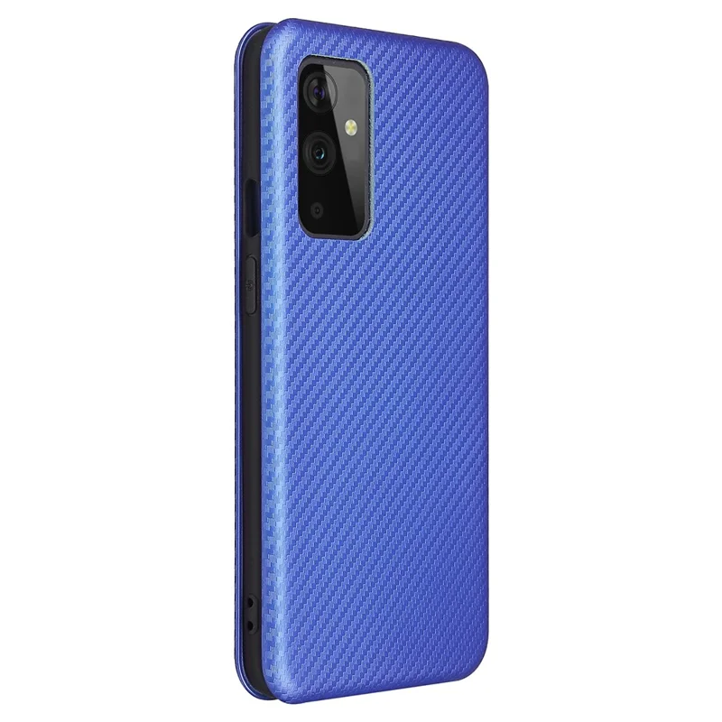 For OnePlus 9 (EU / US Version) Carbon Fiber Magnetic Suction Leather Shell with Card Holder - Blue