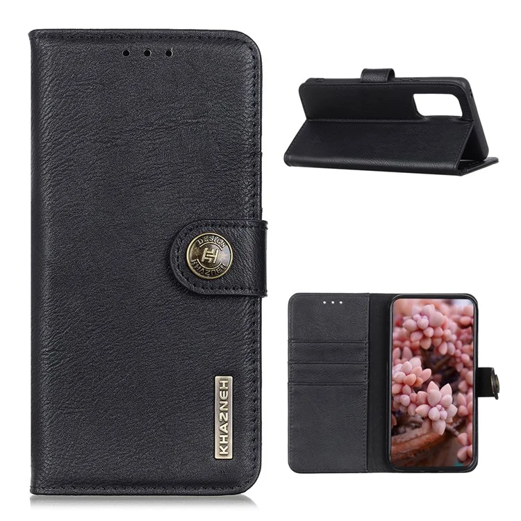 Cubierta de Cuero Khazneh Wallet Stand Para OnePlus 9 Pro Case - Negro