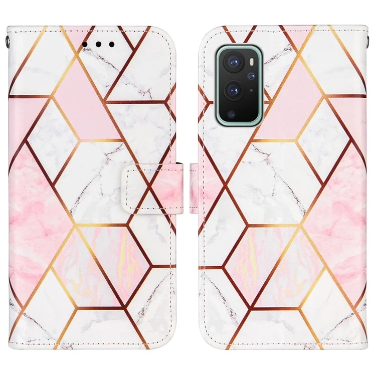 Splicing Marble Pattern Stand Leather Case with Lanyard for OnePlus 9 (EU / US Version) - Style A