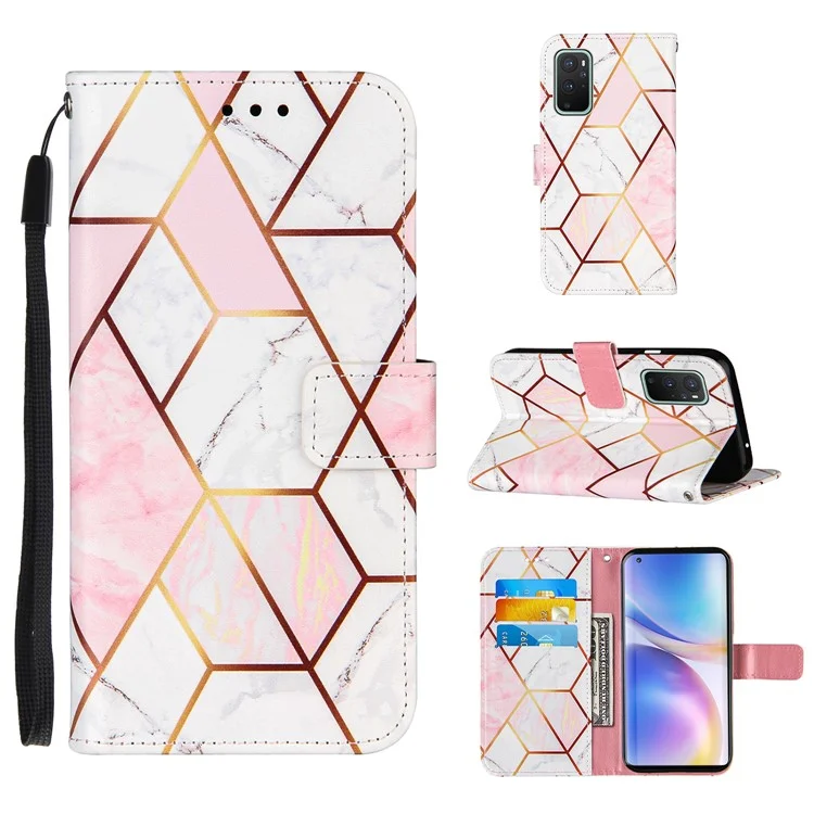 Cubierta de Caja de Cuero de Stand de Patrón de Mármol de Empalme Para OnePlus 9 Pro - Estilo A