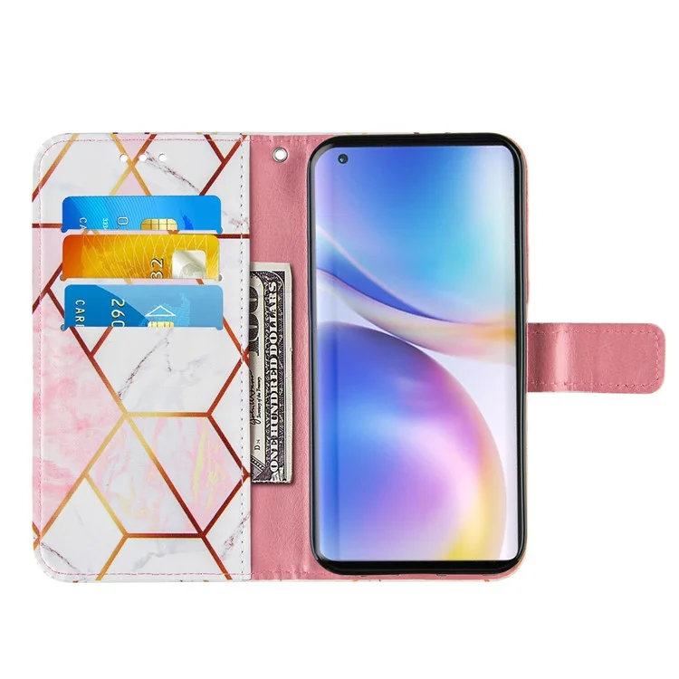 Splicing Pattern Pattern Stand Crove di Cuoio Per OnePlus 9 Pro - Stile a.