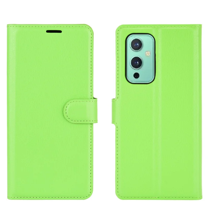 Wallet Design Litchi Texture Leather Phone Stand Cover Protector for OnePlus 9 (EU / US Version) - Green