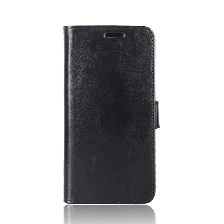 Crazy Horse Texture Leather Cover Stand Case with Wallet Design for OnePlus 9 (EU / US Version) - Black