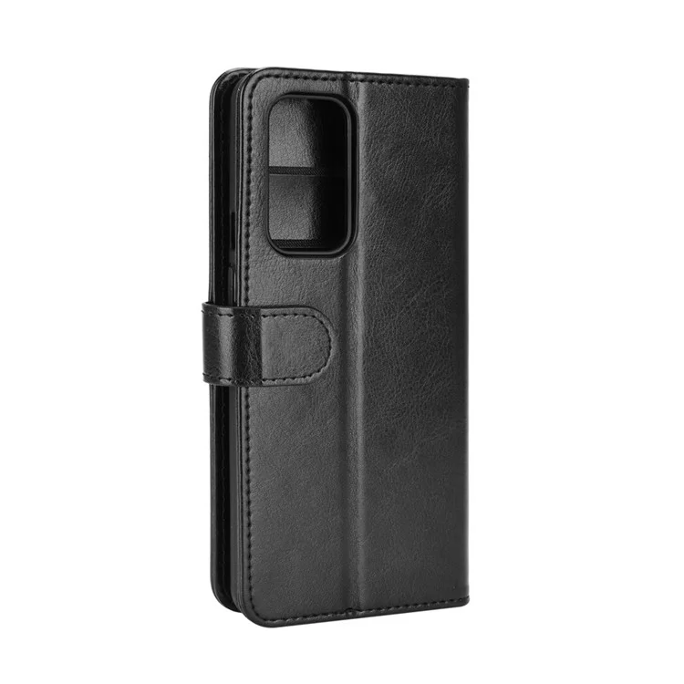 Crazy Horse Texture Leather Cover Stand Case with Wallet Design for OnePlus 9 (EU / US Version) - Black