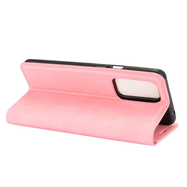 Automatisch Absorbiertes Brieftasche Ständer Design Soft-Touch-Feelder-Lederabdeckung Für OnePlus 9 (EU / US Version) - Rosa