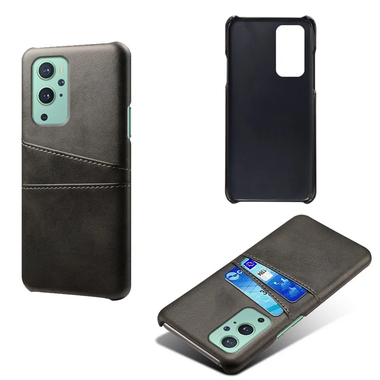 KSQ Custodia in Pelle PU + Plastica con 2 Slot per Schede per OnePlus 9 (Versione EU / US) - Nero