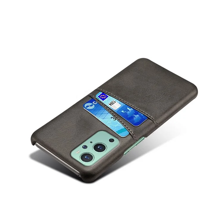 KSQ Custodia in Pelle PU + Plastica con 2 Slot per Schede per OnePlus 9 (Versione EU / US) - Nero