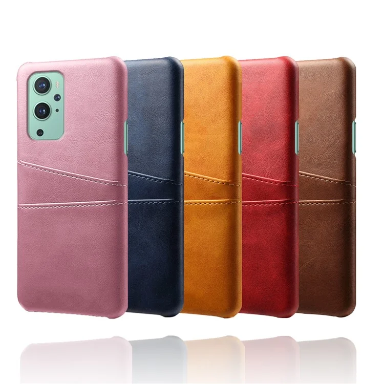 KSQ Custodia in Pelle PU + Plastica con 2 Slot per Schede per OnePlus 9 (Versione EU / US) - Nero