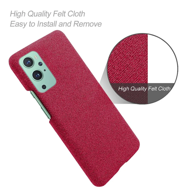 KSQ Cloth Texture Plastic Back Case for OnePlus 9 (EU / US Version) - Red
