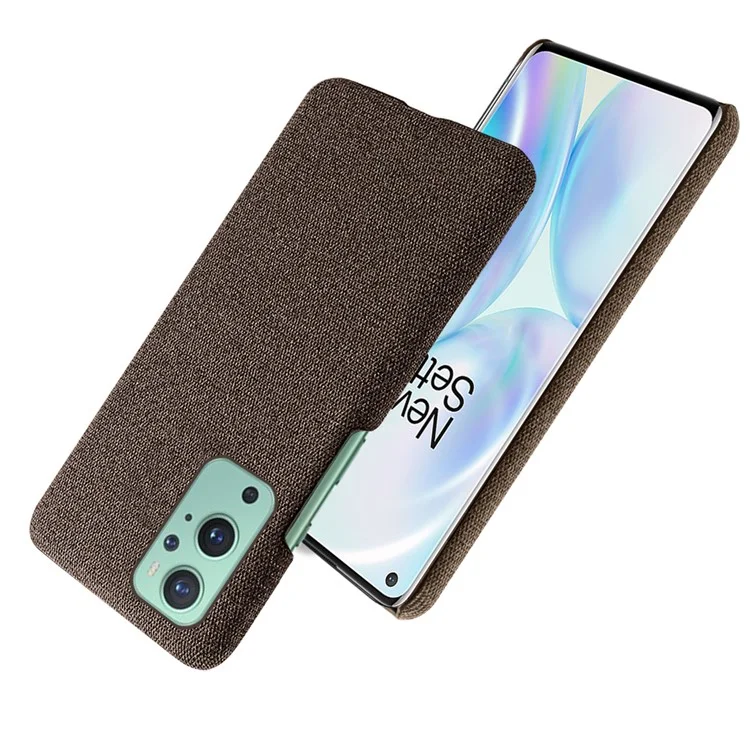 KSQ Cloth Texture Plastic Back Case for OnePlus 9 (EU / US Version) - Brown