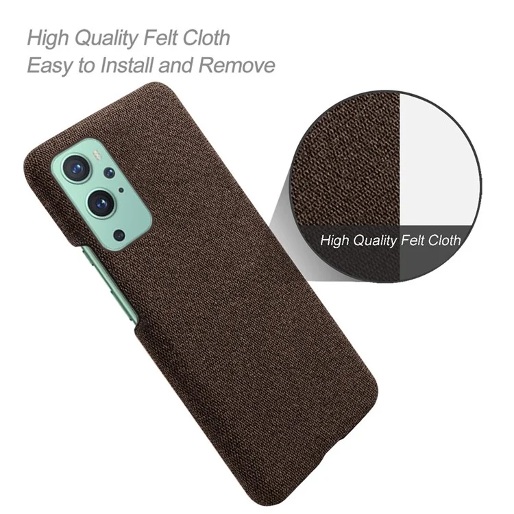 KSQ Cloth Texture Plastic Back Case for OnePlus 9 (EU / US Version) - Brown