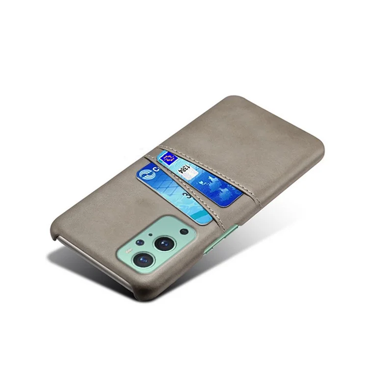 KSQ PC + Funda de piel sintética con ranuras duales para OnePlus 9 Pro - Gris