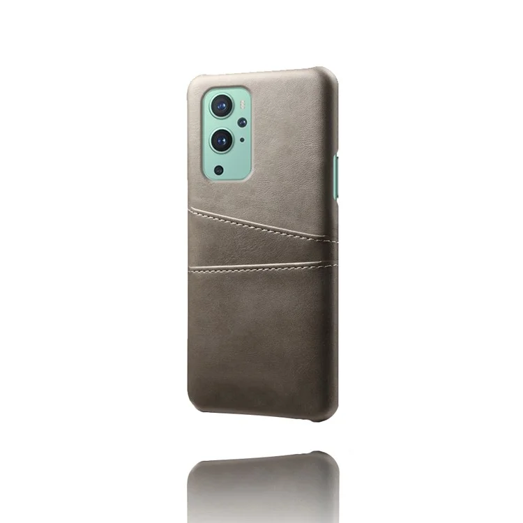 KSQ PC + Funda de piel sintética con ranuras duales para OnePlus 9 Pro - Gris