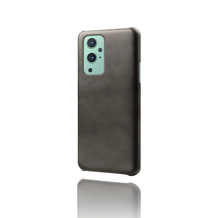 KSQ PU Lederbeschichtete PC -telefonhülle Für OnePlus 9 (EU / US -version) Protektorschale - Schwarz