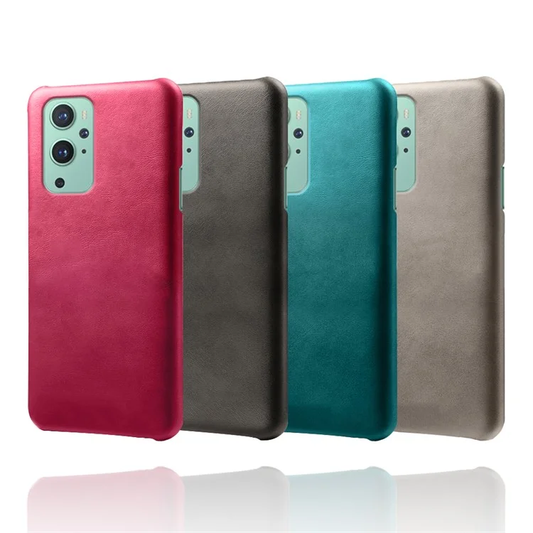 KSQ PU Lederbeschichtete PC -telefonhülle Für OnePlus 9 (EU / US -version) Protektorschale - Schwarz