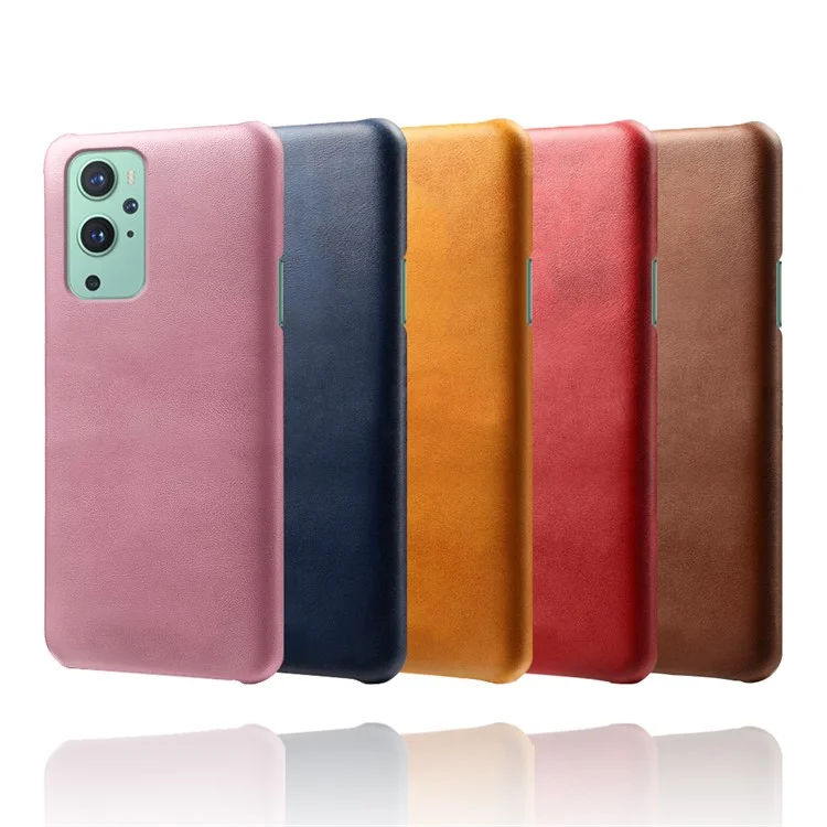 KSQ PU Lederbeschichtete PC -telefonhülle Für OnePlus 9 (EU / US -version) Protektorschale - Schwarz