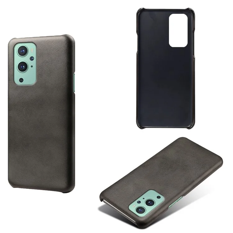 Case de Teléfono PC Recubierto de Cuero KSQ PU Para OnePlus 9 Pro - Negro