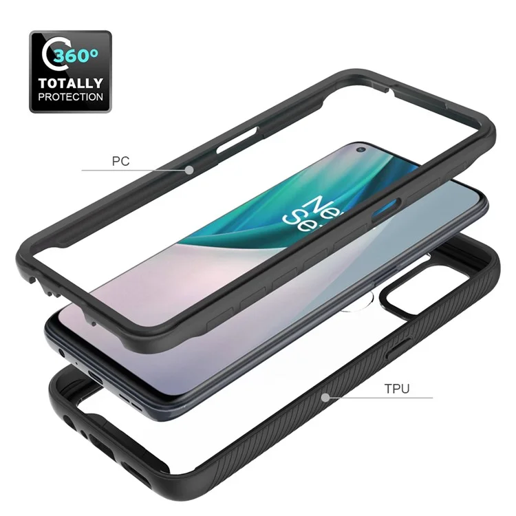 TPU + PC Hybrid Case Full Coverage Protection for OnePlus Nord N10 5G - Negro