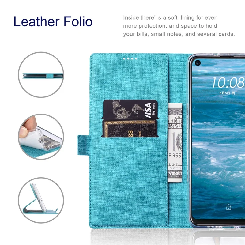 VILI DMK Series Double Magnetic Clasp Cross Texture Leather Wallet Stand Cover Case for OnePlus 9 (EU / US Version) - Blue