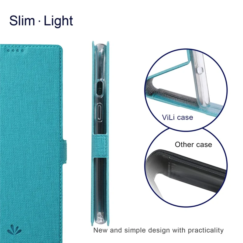 VILI DMK Series Double Magnetic Clasp Cross Texture Leather Wallet Stand Cover Case for OnePlus 9 (EU / US Version) - Blue