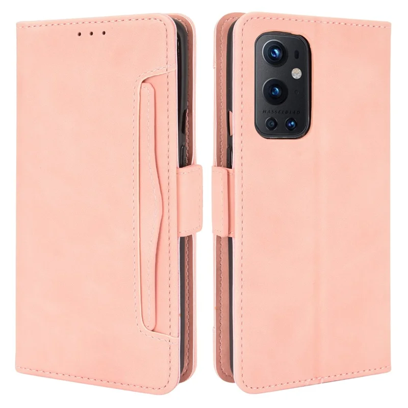 For OnePlus 9 Pro Full Protection Leather Wallet Protective Case with Multiple Card Slots Design - Pink