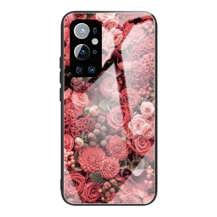 Pannello posteriore in vetro temperato con cornice TPU ibrida Custodia per telefono Custodia protettiva per OnePlus 9 Pro - Rosa