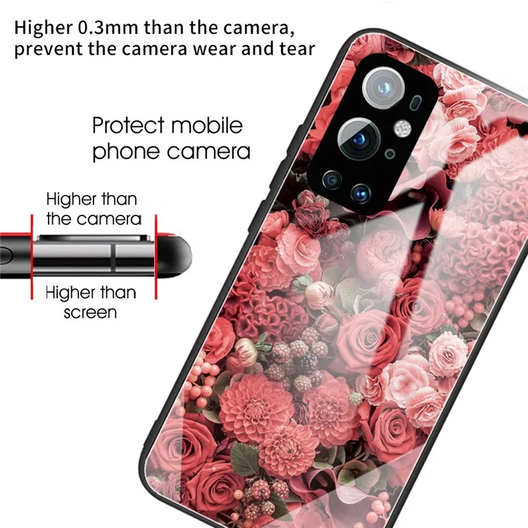 Pannello posteriore in vetro temperato con cornice TPU ibrida Custodia per telefono Custodia protettiva per OnePlus 9 Pro - Rosa