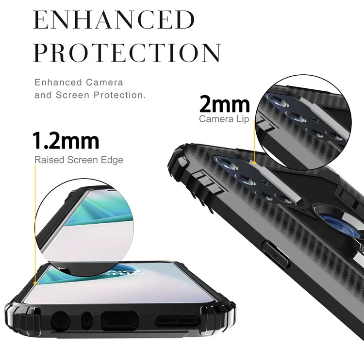 Funda protectora de TPU con anillo para el dedo y soporte para teléfono para OnePlus Nord N10 5G - Negro