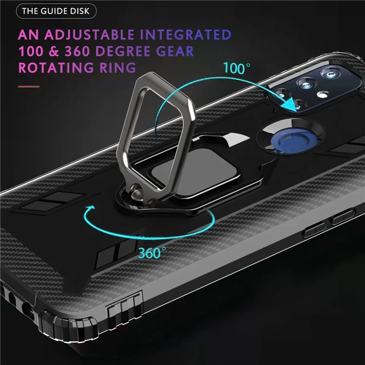 Funda protectora de TPU con anillo para el dedo y soporte para teléfono para OnePlus Nord N10 5G - Negro