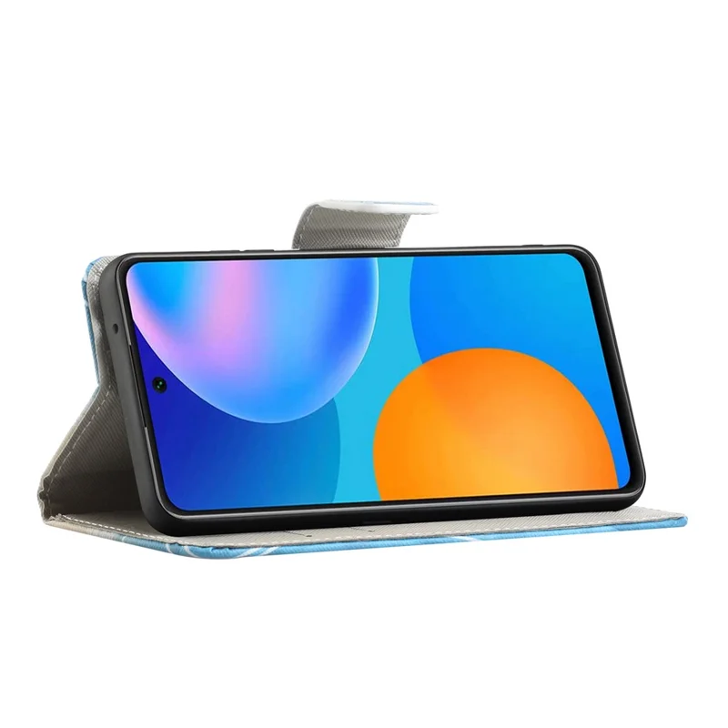 Folia typu portfel z podstawką, wydrukowana skórzana obudowa z krzyżowym fakturą dla OnePlus 9 Pro - Błyszczący Motyl